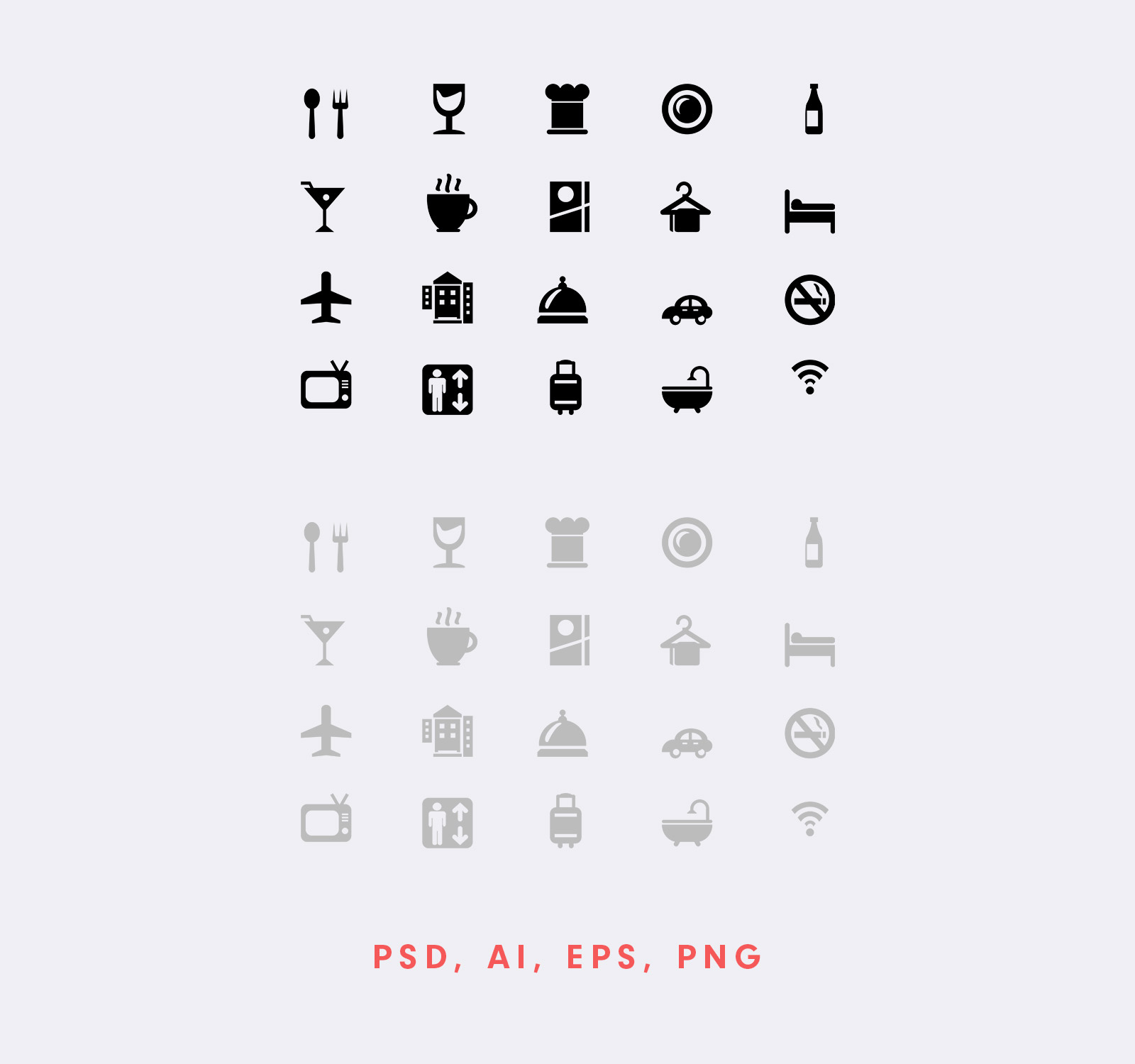 Hotel and restaurant vector icons