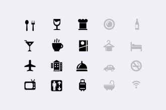 Vector hotel and restaurant icons