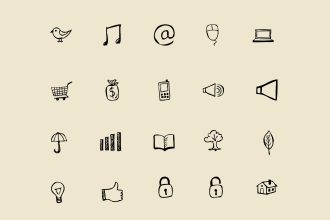 Hand drawn icons and shapes