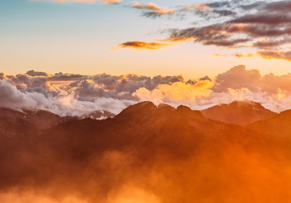 Orange Clouds Moutain Sunset