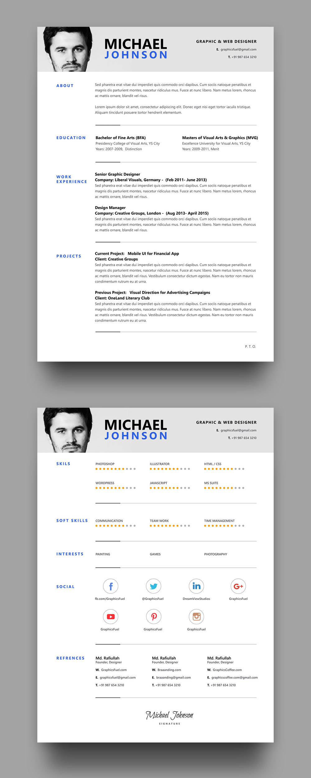 Resume Template PSD