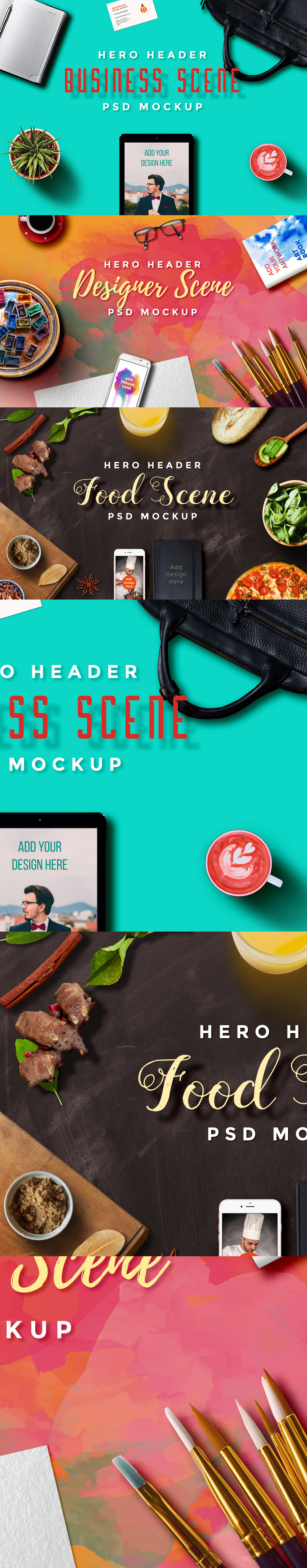 Hero Header Scene Mockup Templates