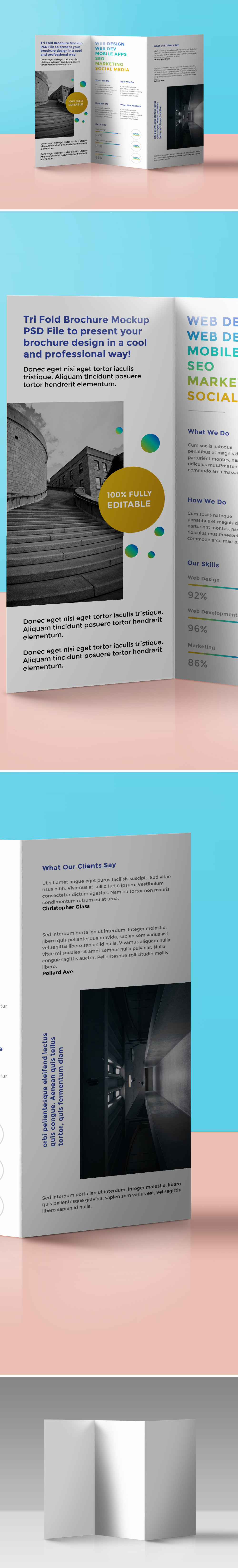 Tri-Fold Brochure Mockup Template