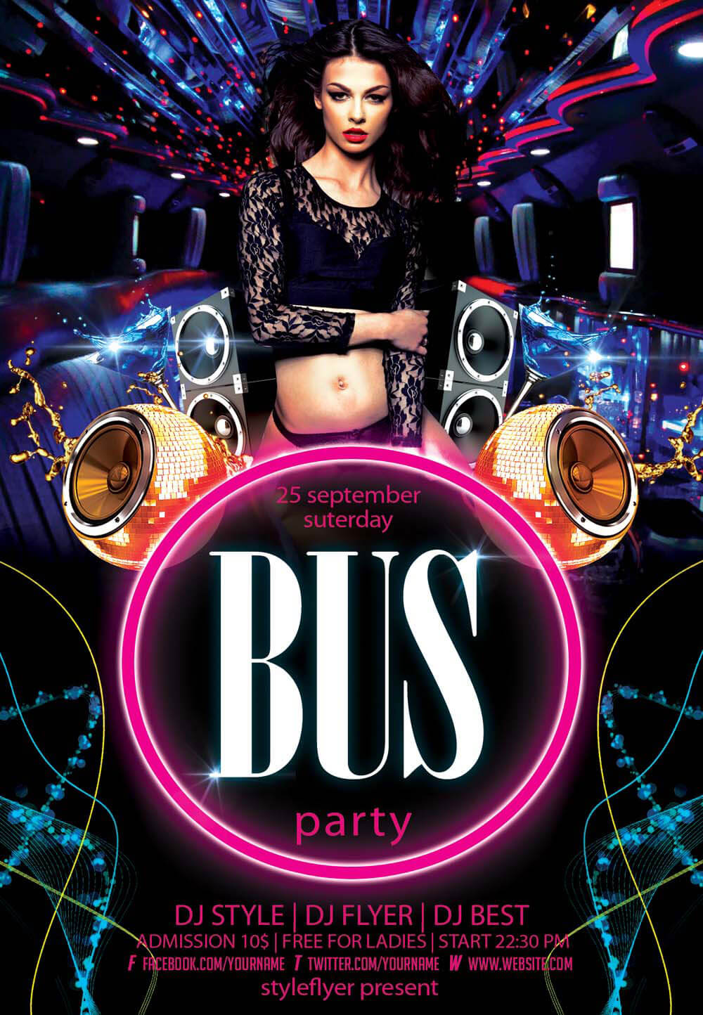 Party Bus PSD Flyer Template