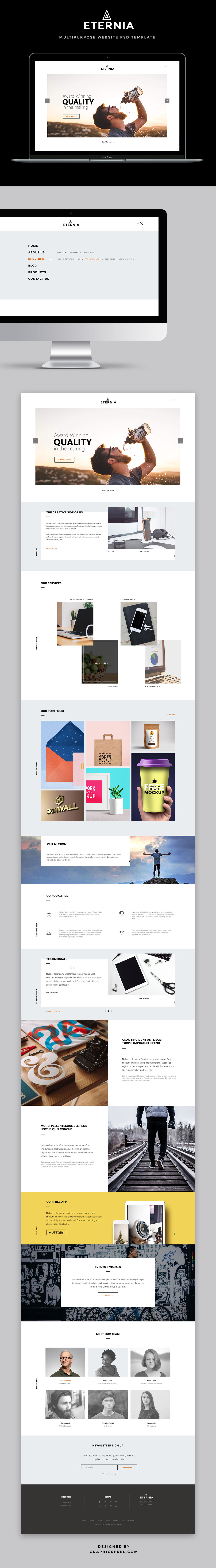 ETERNIA: Free Website PSD Template