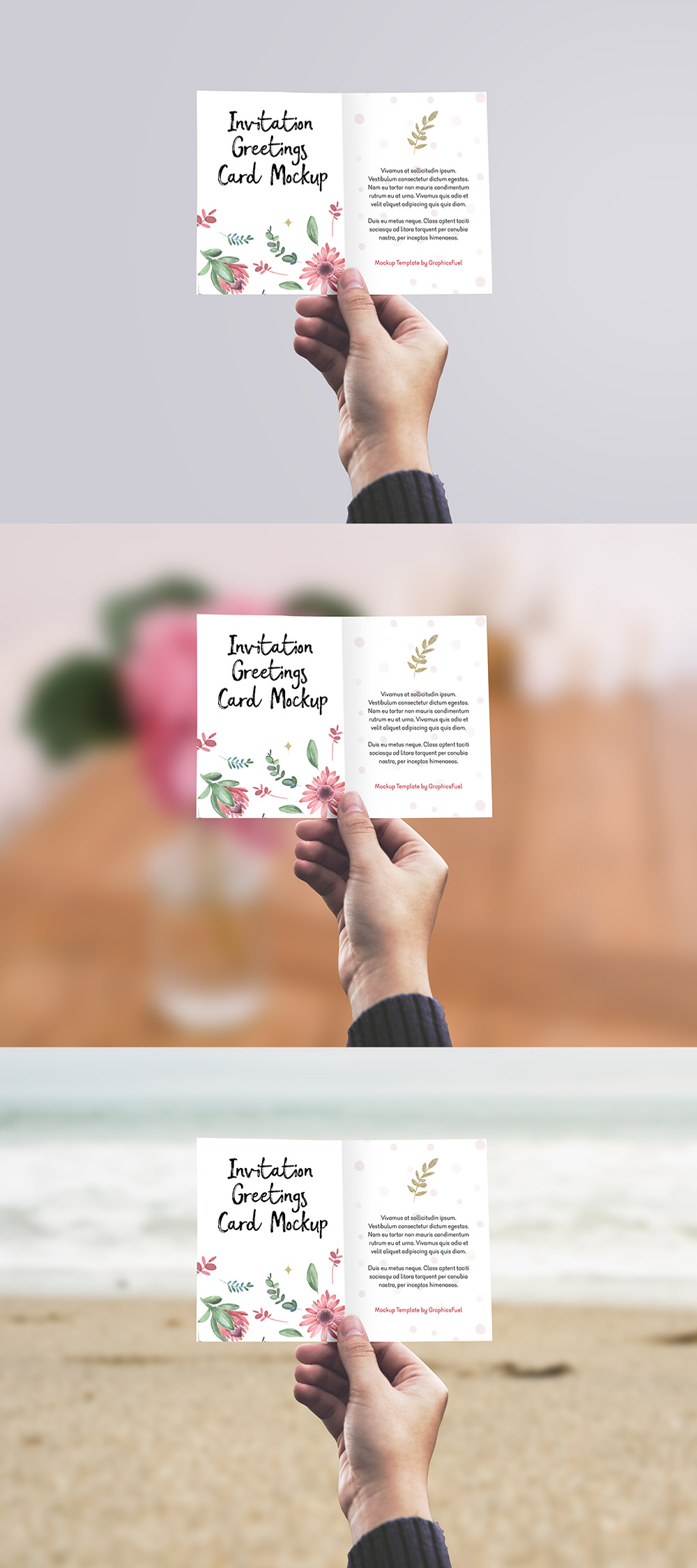 Invitation or Greeting Card Mockup PSD