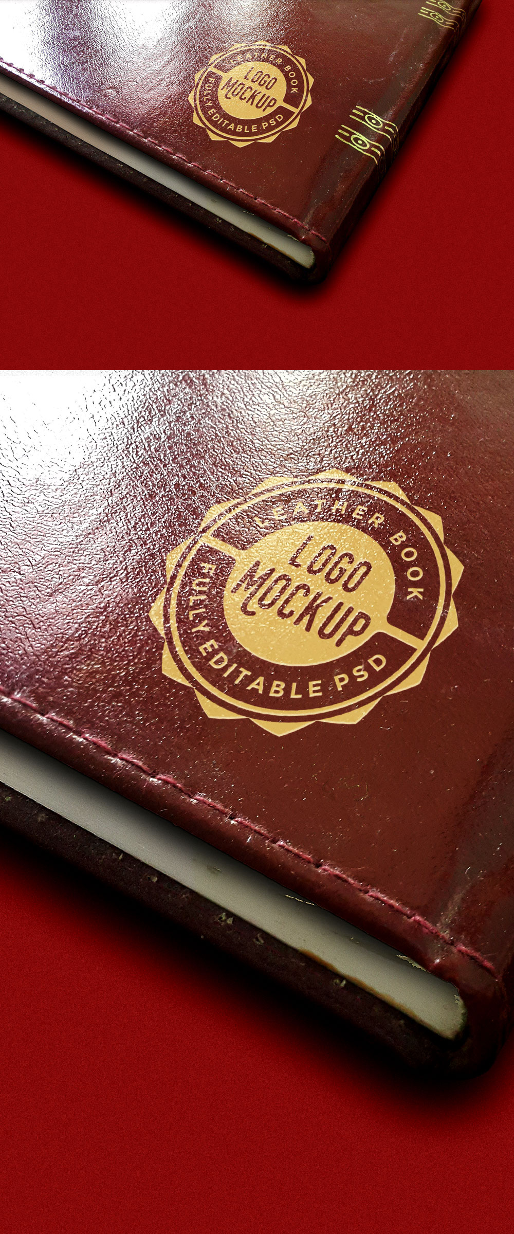 Vintage Leather Book Logo Mockup