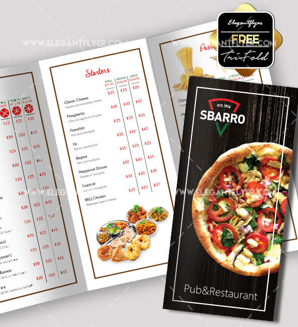 Pizza – Free PSD tri-fold brochure 