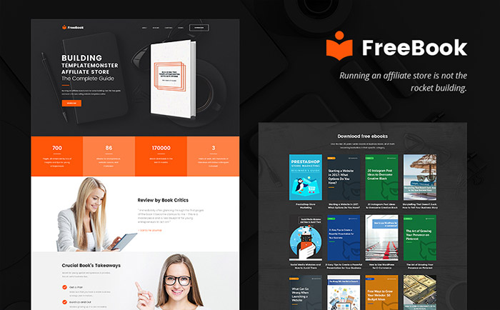 Free E-book Landing Page WordPress Theme