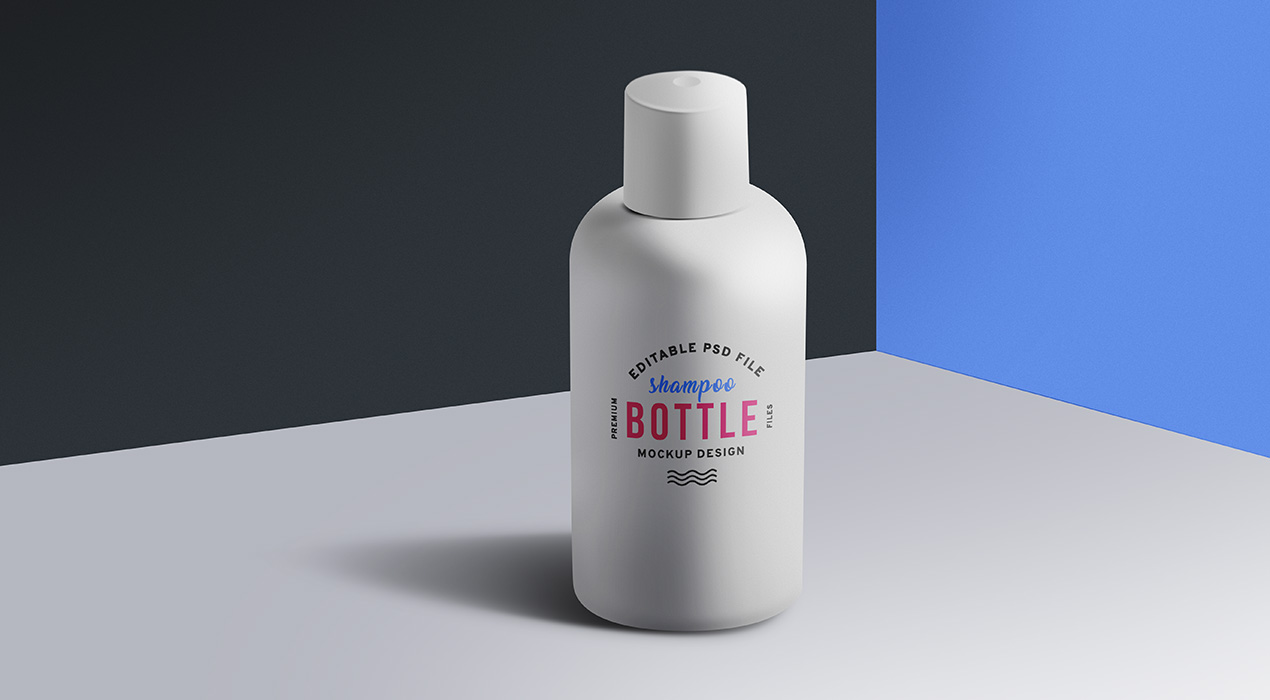 Cosmetic Shampoo Bottle Mockup PSD