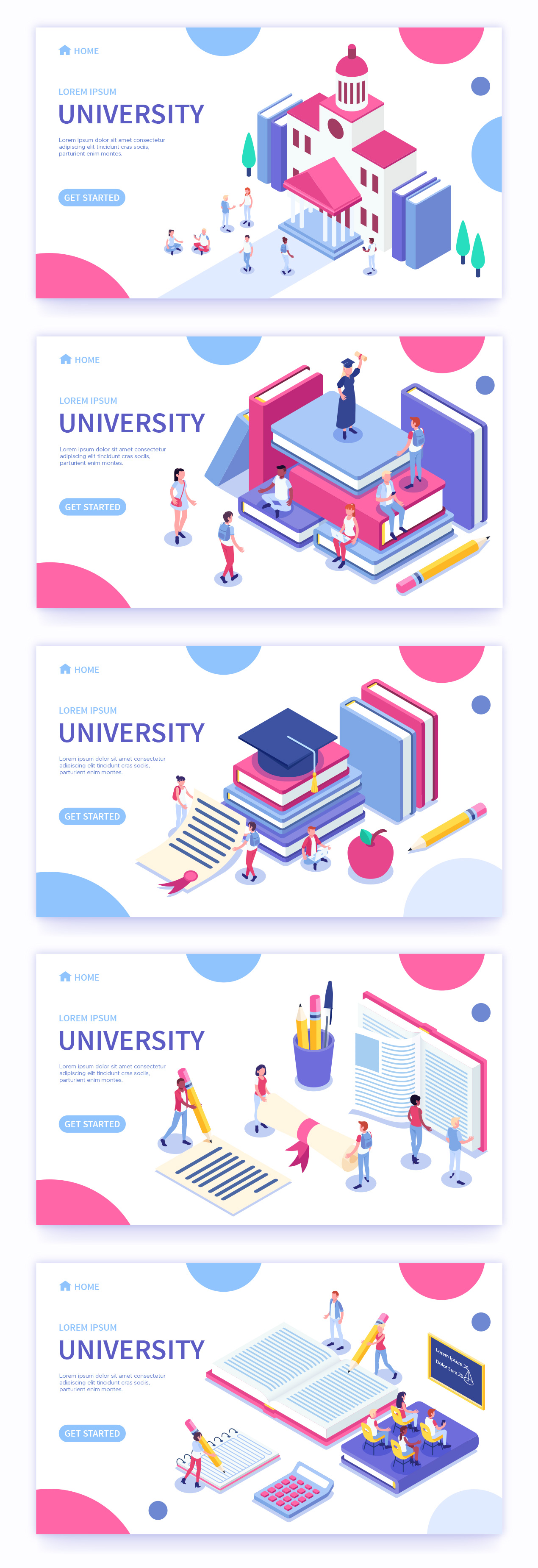 Free Vector Isometric University Icons