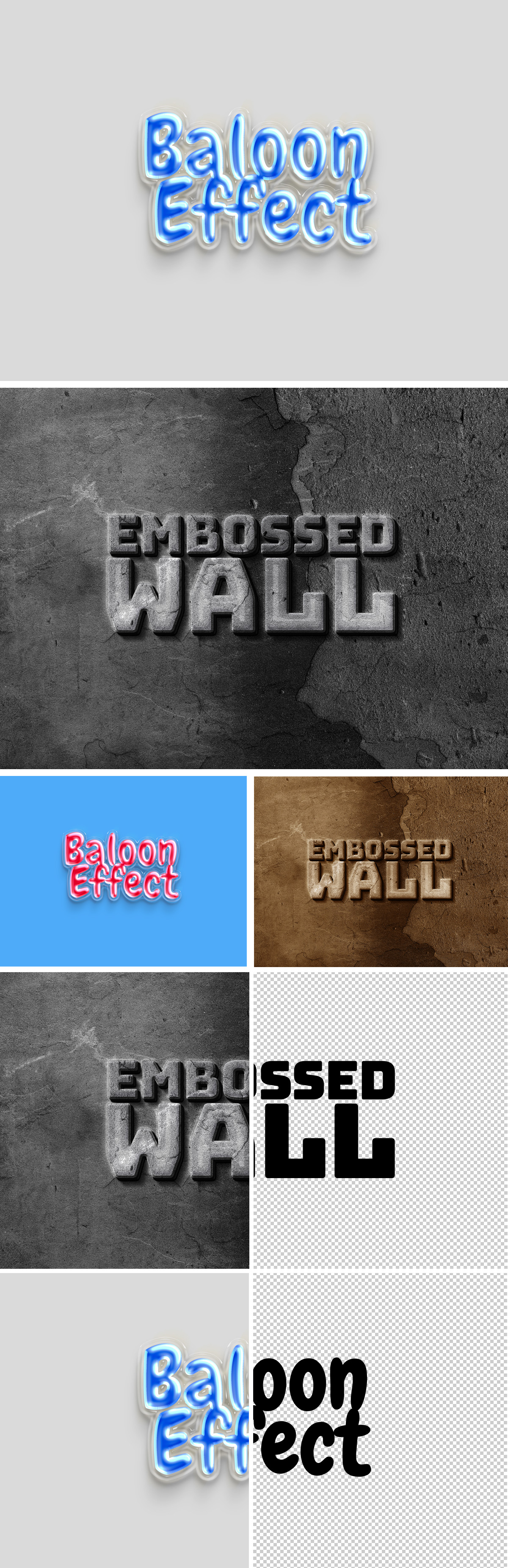 Balloon And  Embossed Wall Text Effects