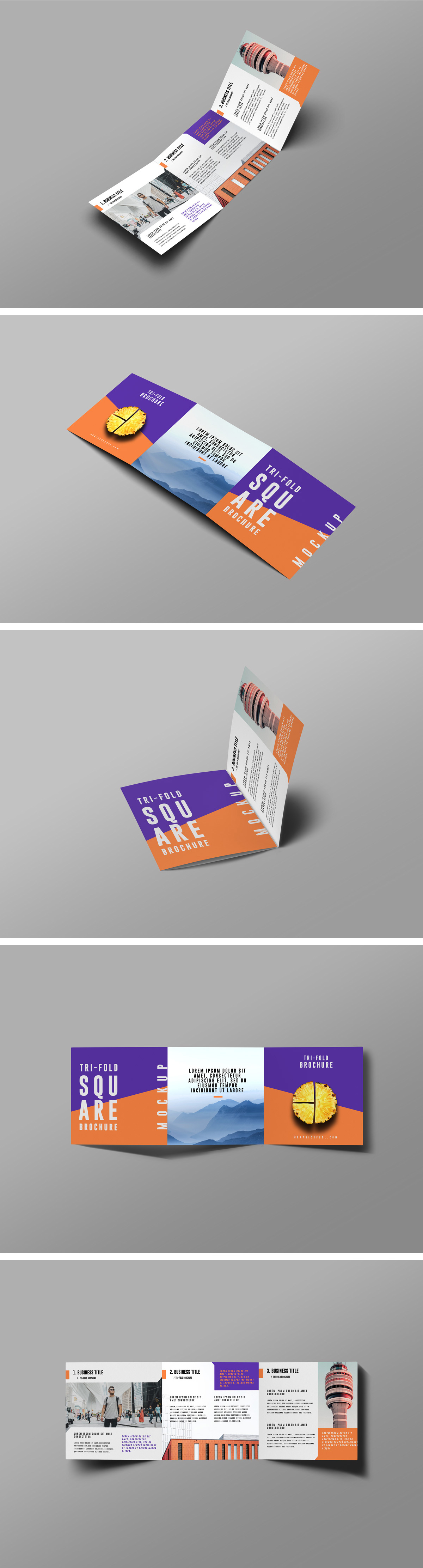 Square Trifold Brochure Mockup