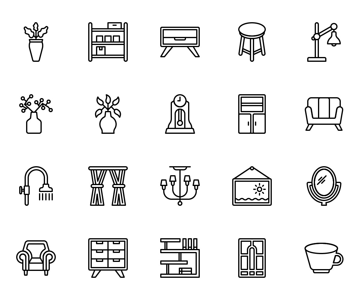 Home Decor Outline Icons