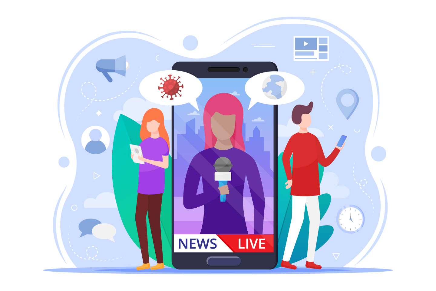 News Live Broadcast Vector Free Illustration