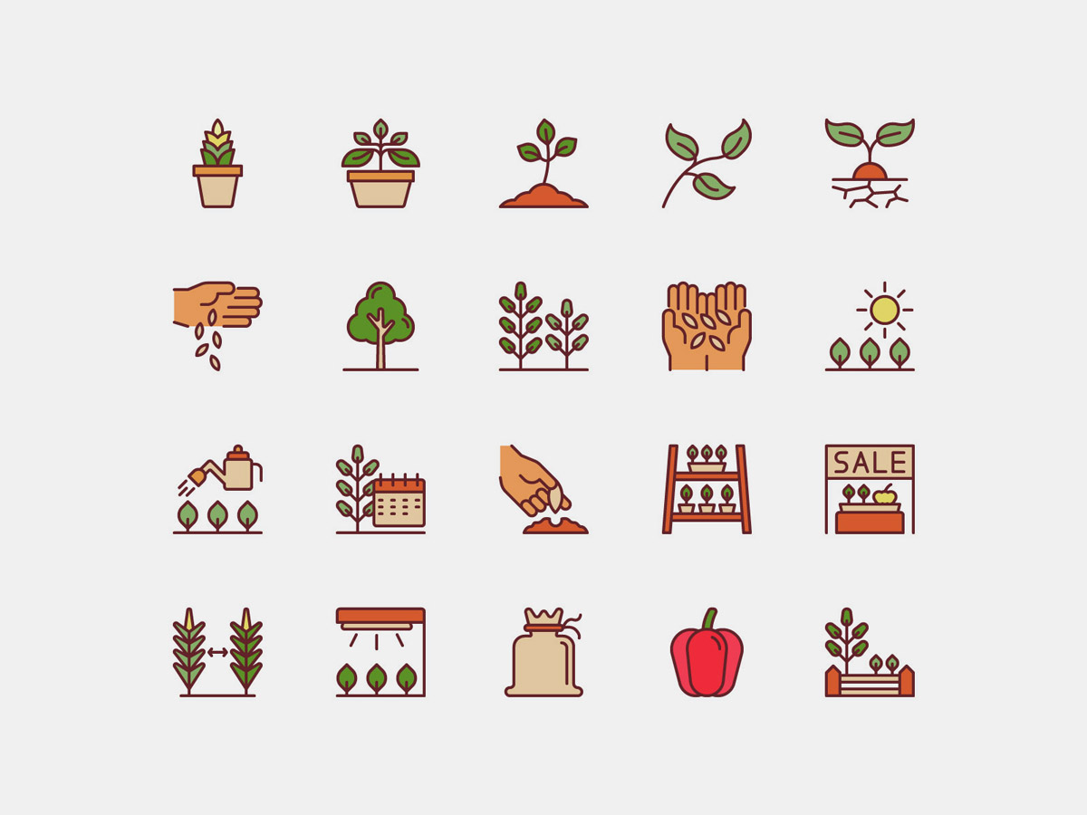 Vector Plant Icons Pack Color