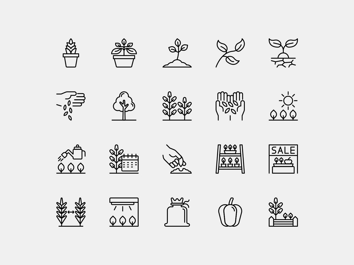 Vector Plant Icons Pack Line