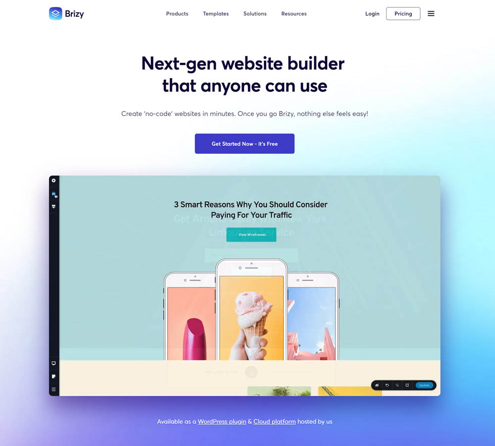 Brizy website builder for designers