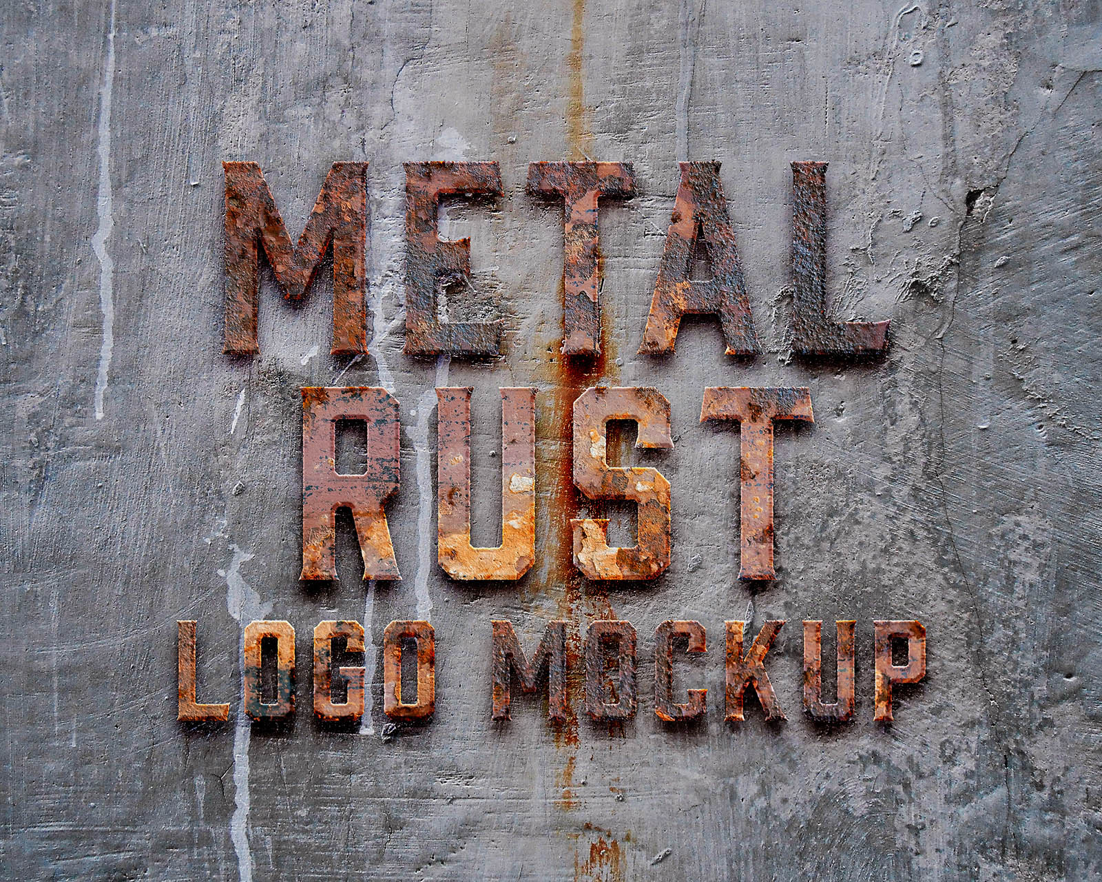 Metal Rust Logo Mockup PSD Template