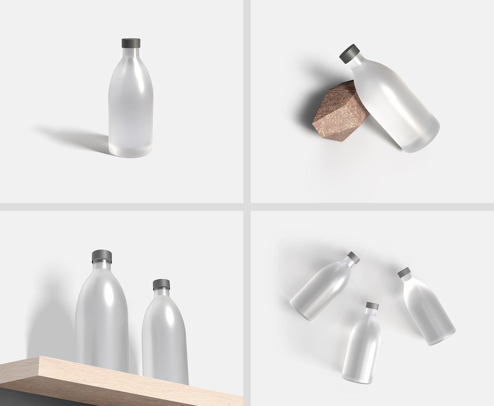 Frosted Bottle Mockup PSD Templates