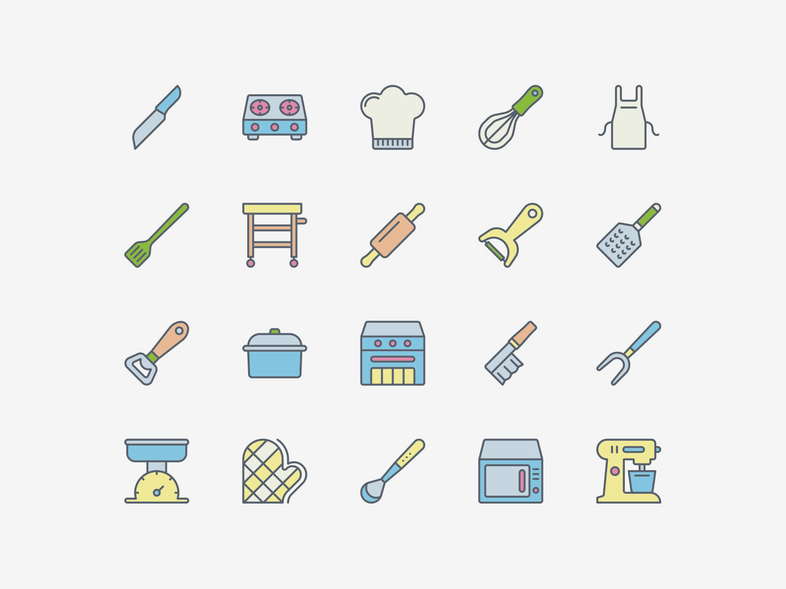 Vector Kitchen Icons Color Pack