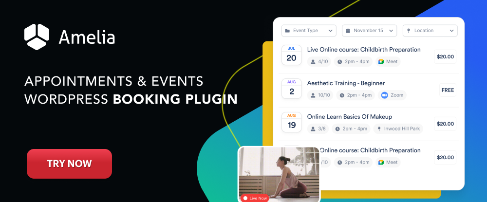Amelia - WordPress booking plugin