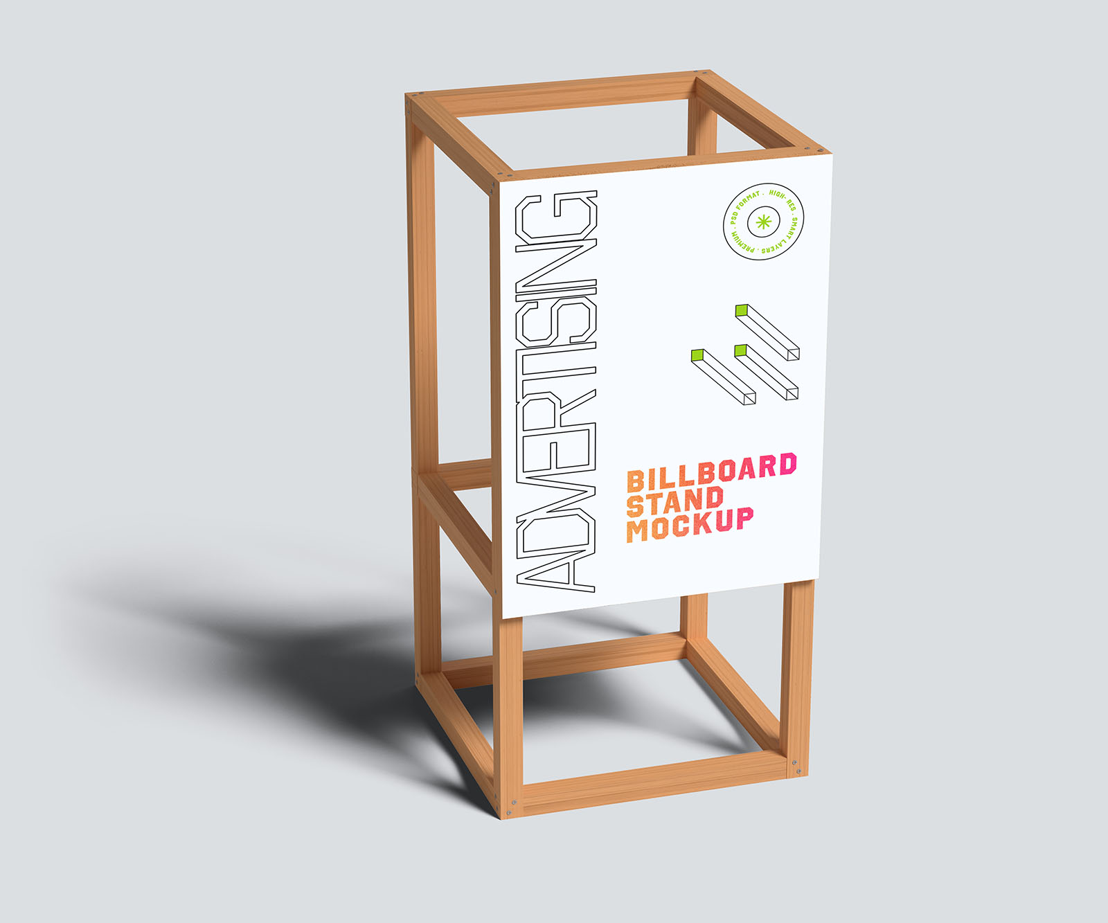 Wooden frame advertising poser mockup