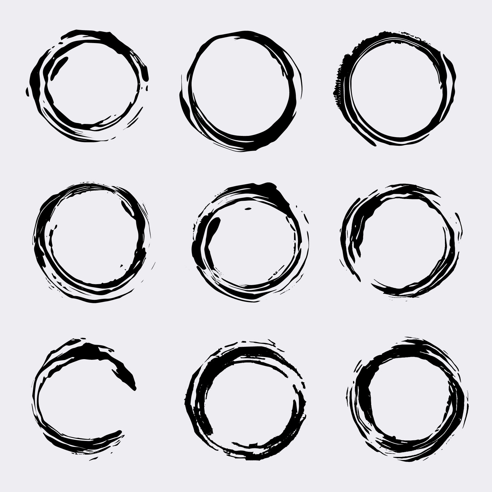 Free abstract paint circular brush strokes vectors