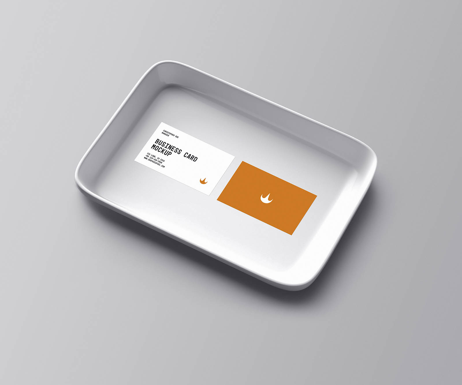 Business card in tray mockup