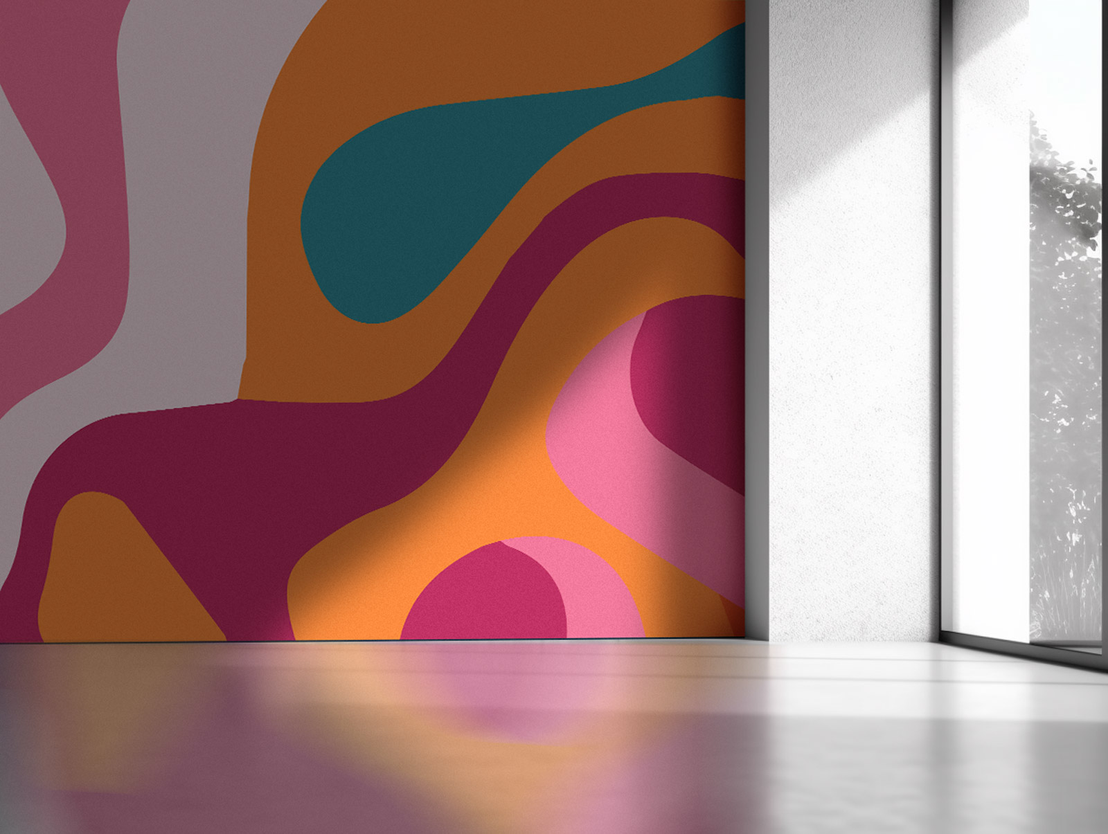 Abstract wall art poster mockup