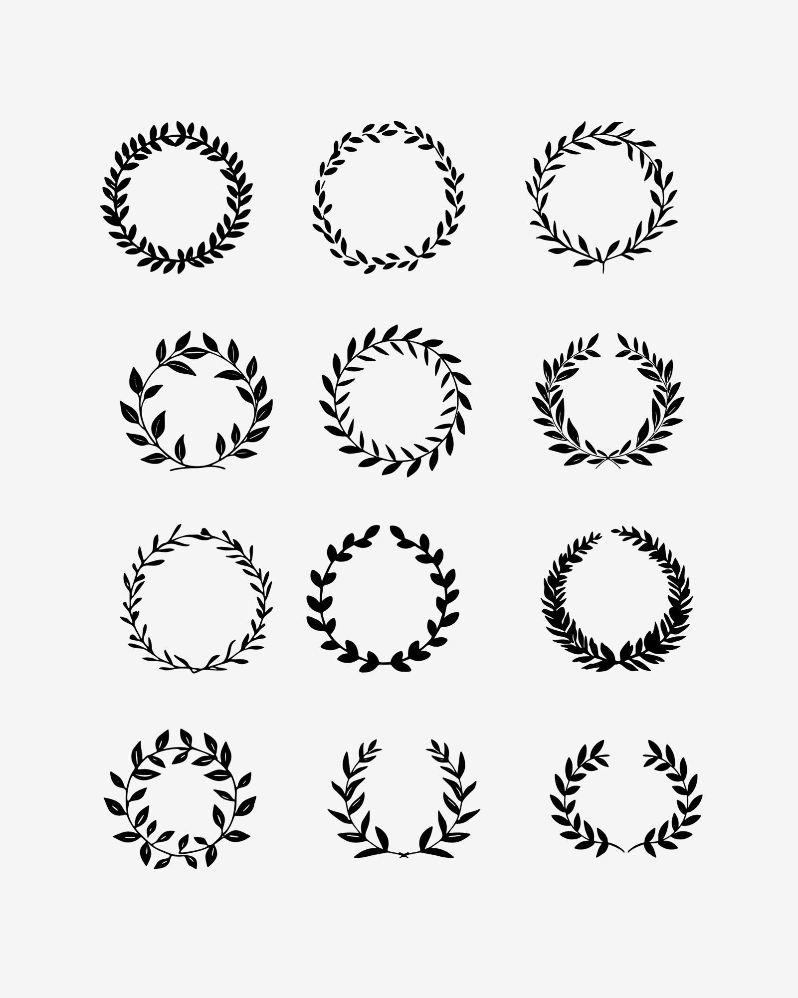 Vector Vintage Floral Wreaths