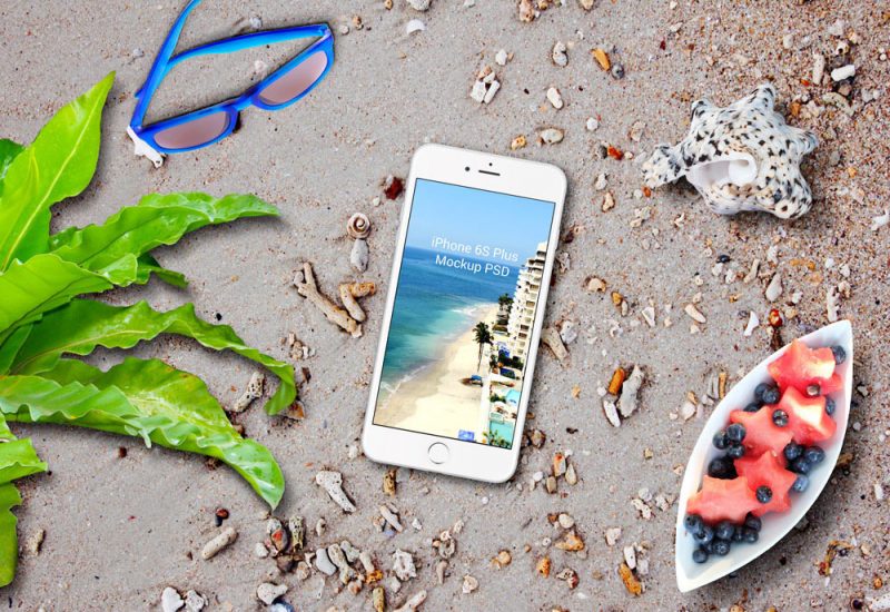 iPhone & iPad on Beach Mockup