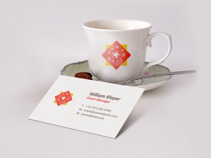 Business Card Coffee Cup Scene Mockup