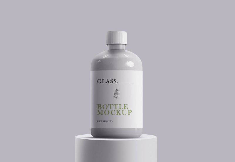 Free Glass Bottle Mockup Template