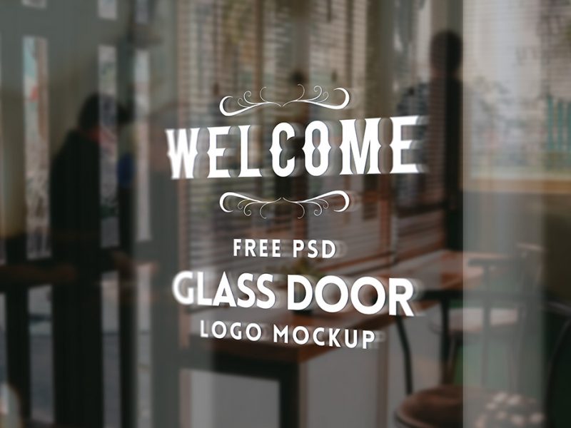 Free Glass Door Logo Mockup