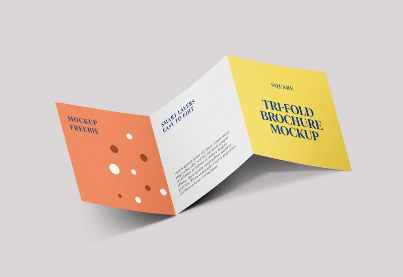 Free Square Trifold Brochure Mockup