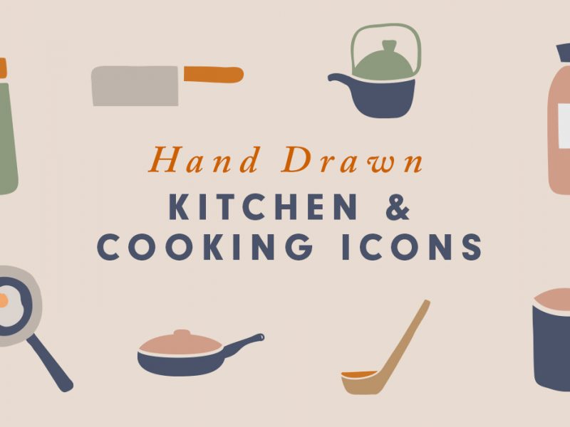 A collection of 40 hand-drawn kitchen and cooking icons inspired by various utensils in the kitchen. This was a little fun hand-drawn artwork for me using my iPad and the pencil. Well, you can use these icons to decorate your artwork, create your logos, icons, social media graphics, blog posts, greeting cards, invitations, website icons and more! The icons are vector shapes and you can easily colour them, resize them as you like. So go ahead and download the icons and create something fresh from the kitchen. :)