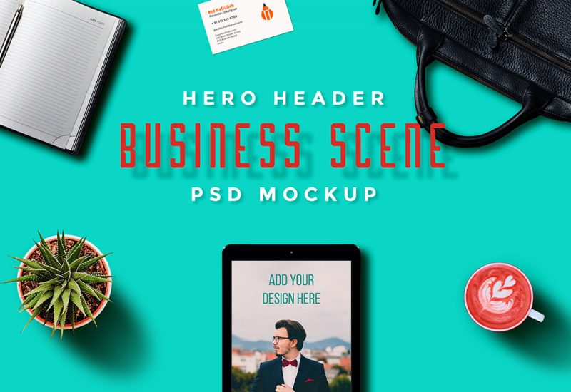 Hero Header Scene Mockup PSD