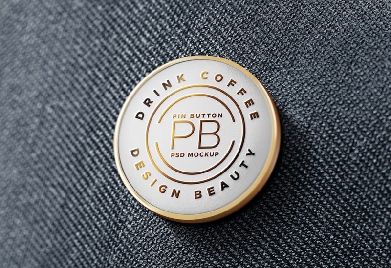 Metal Pin Badge PSD Mockup