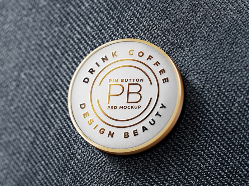 Metal Pin Badge PSD Mockup