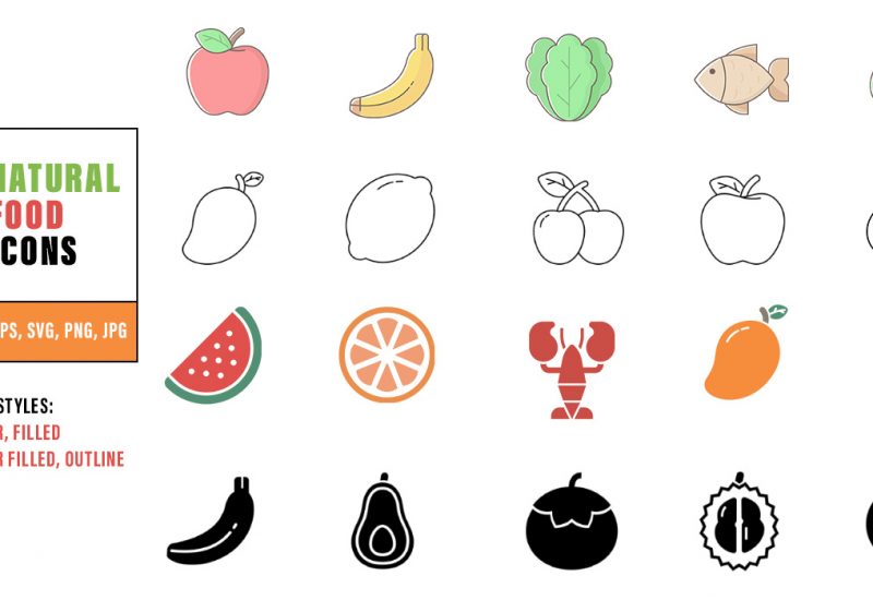 Natural Food Icons Vector Pack