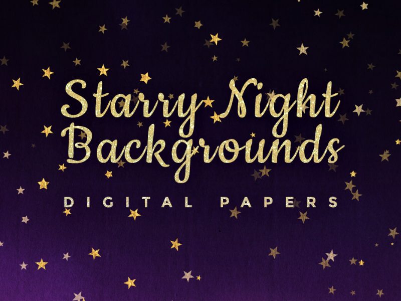 Starry Night Digital Paper Backgrounds