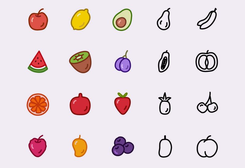 Vector Fruit Icons Pack