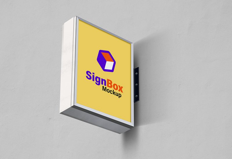 Wall Signboard Mockup PSD