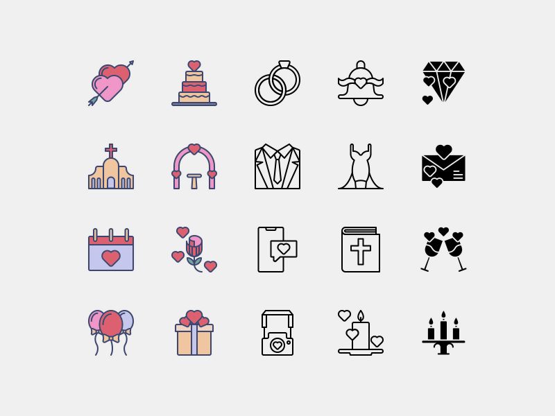 Vector Wedding Icons Pack