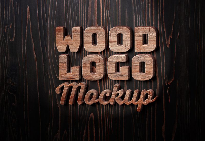 Wooden Logo Mockup PSD