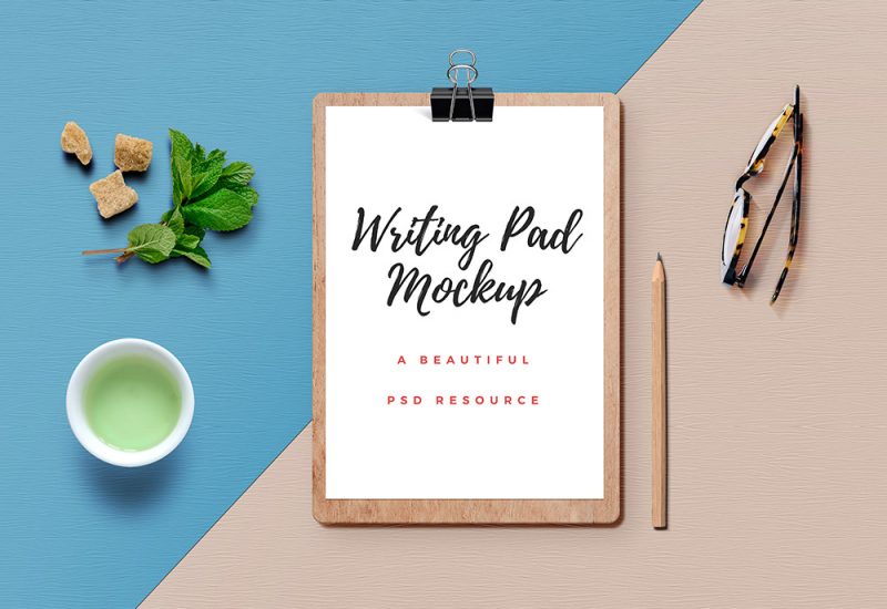 Wooden Writing Pad Mockup PSD