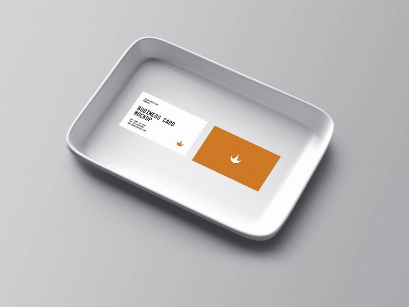 Business card in tray mockup