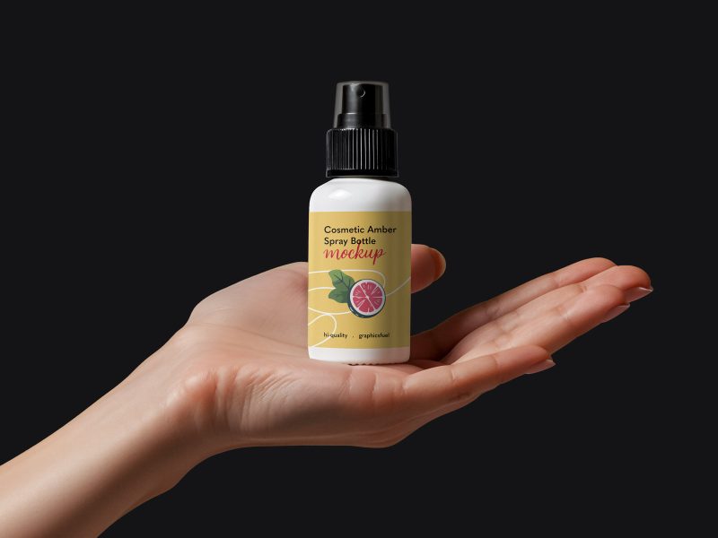 Cosmetic Spray Bottle In Hand Mockup