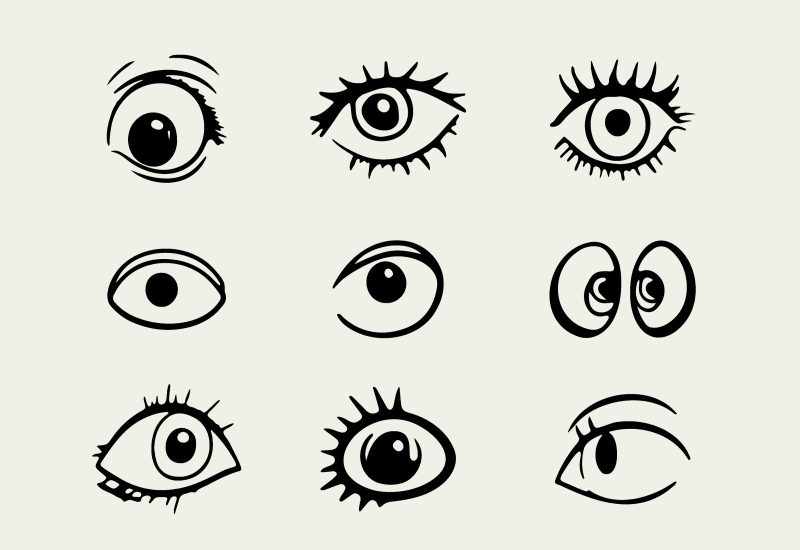 Eyes Wide Opened Cartoon Vector Graphics